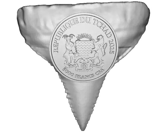 2025 Chad 5000 Franc SHARK TOOTH 1oz 999 Silver Coin
