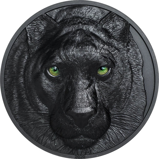 2020 $10 Palau, HUNTERS BY NIGHT- PANTHER, 2oz 999 Silver Coin